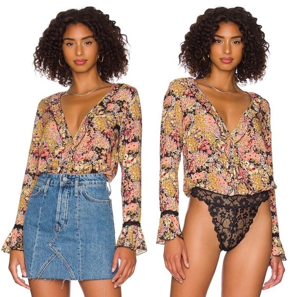 Free People NWT Heat Wave Bodysuit Midnight Combo Size Small - Picture 1 of 11